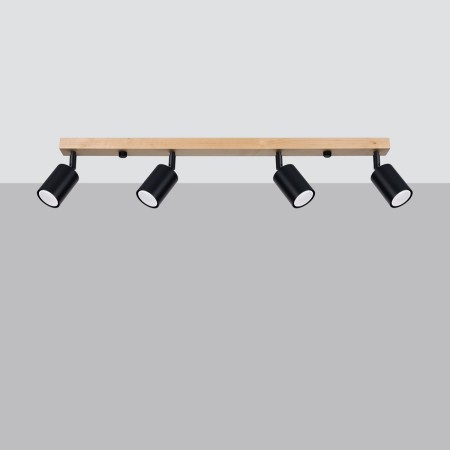 Plafon VERDO kolor czarny / drewno SOLLUX LIGHTING polska produkcja