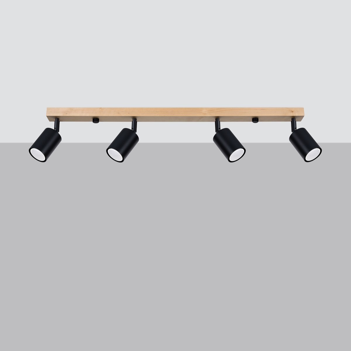 Plafon VERDO kolor czarny / drewno SOLLUX LIGHTING polska produkcja