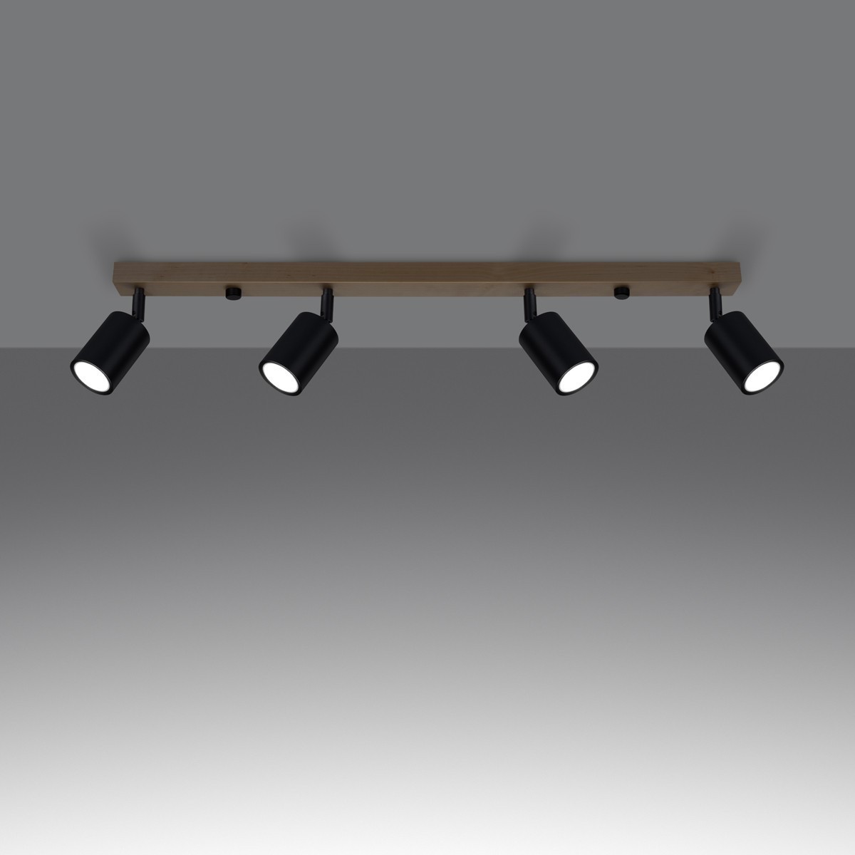 Plafon VERDO kolor czarny / drewno SOLLUX LIGHTING polska produkcja