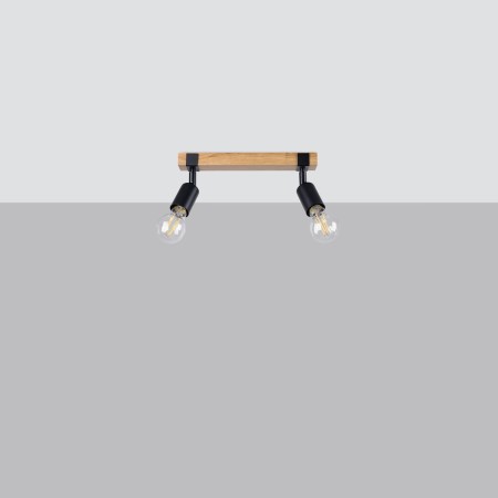 Plafon ZUCA kolor czarny / drewno SOLLUX LIGHTING polska produkcja