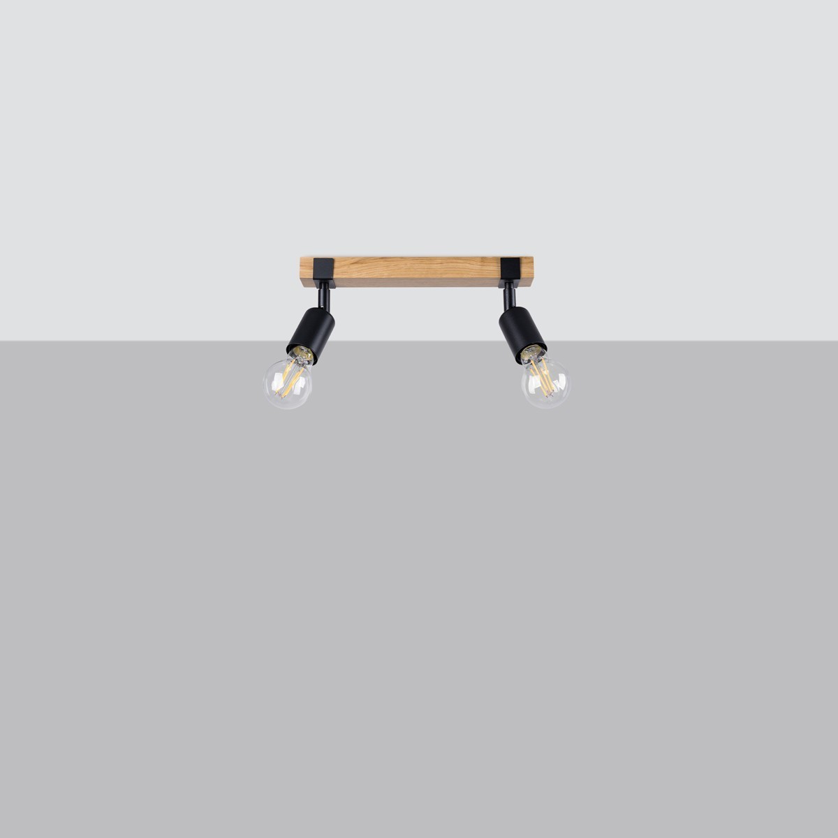 Plafon ZUCA kolor czarny / drewno SOLLUX LIGHTING polska produkcja