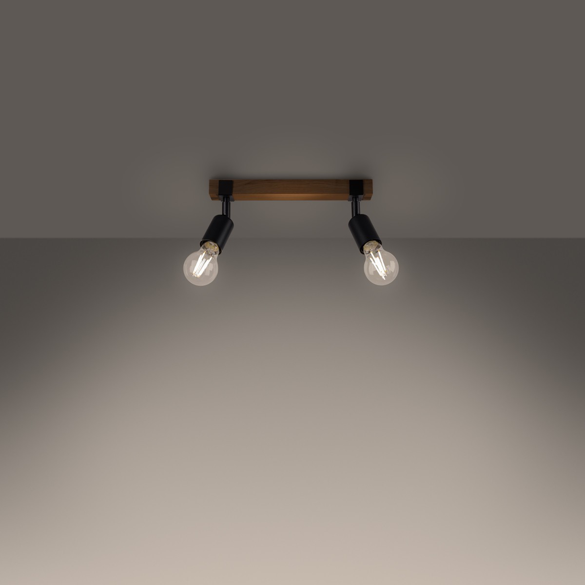 Plafon ZUCA kolor czarny / drewno SOLLUX LIGHTING polska produkcja