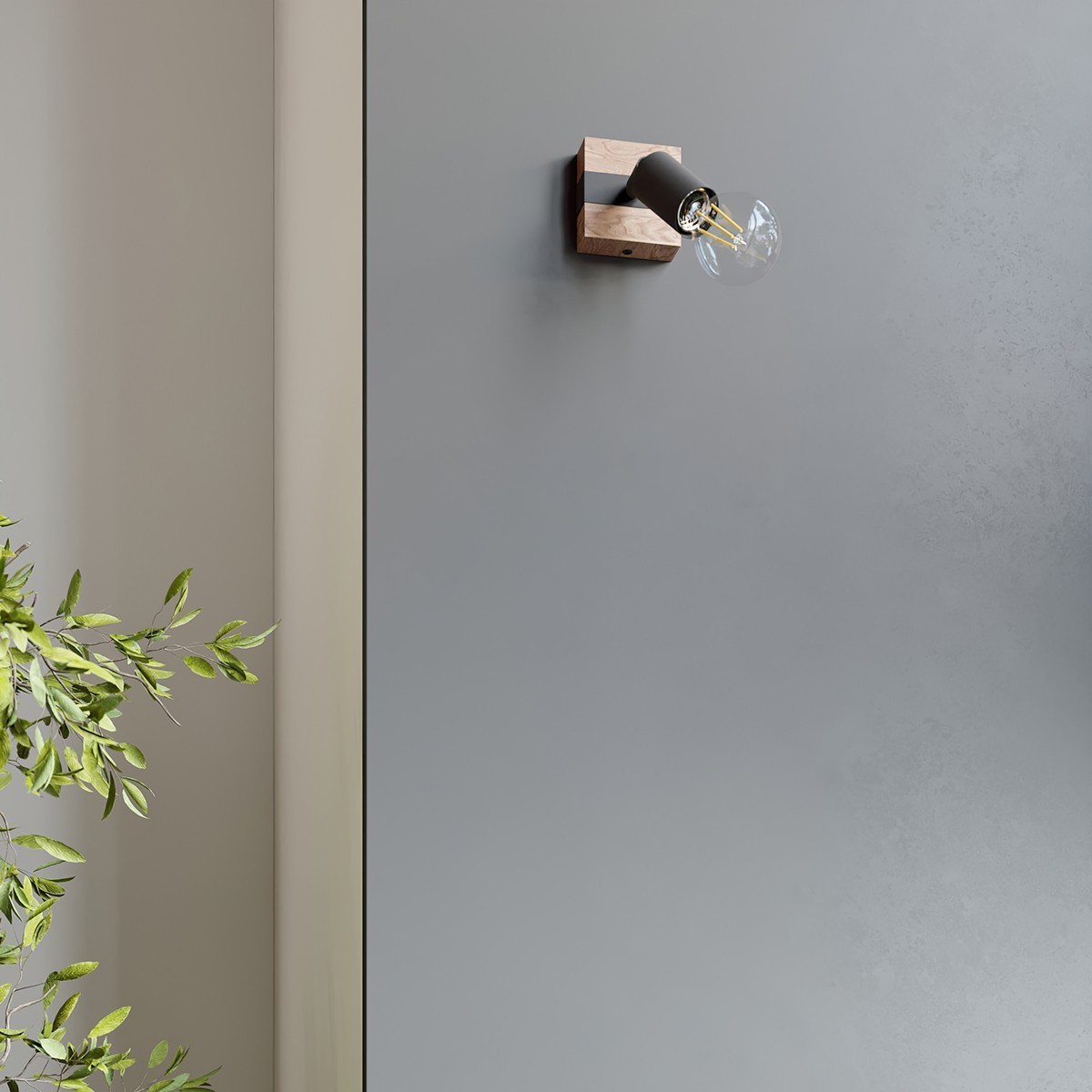 Plafon ZUCA kolor czarny / drewno SOLLUX LIGHTING polska produkcja