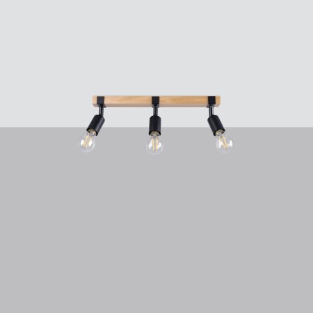 Plafon ZUCA kolor czarny / drewno SOLLUX LIGHTING polska produkcja