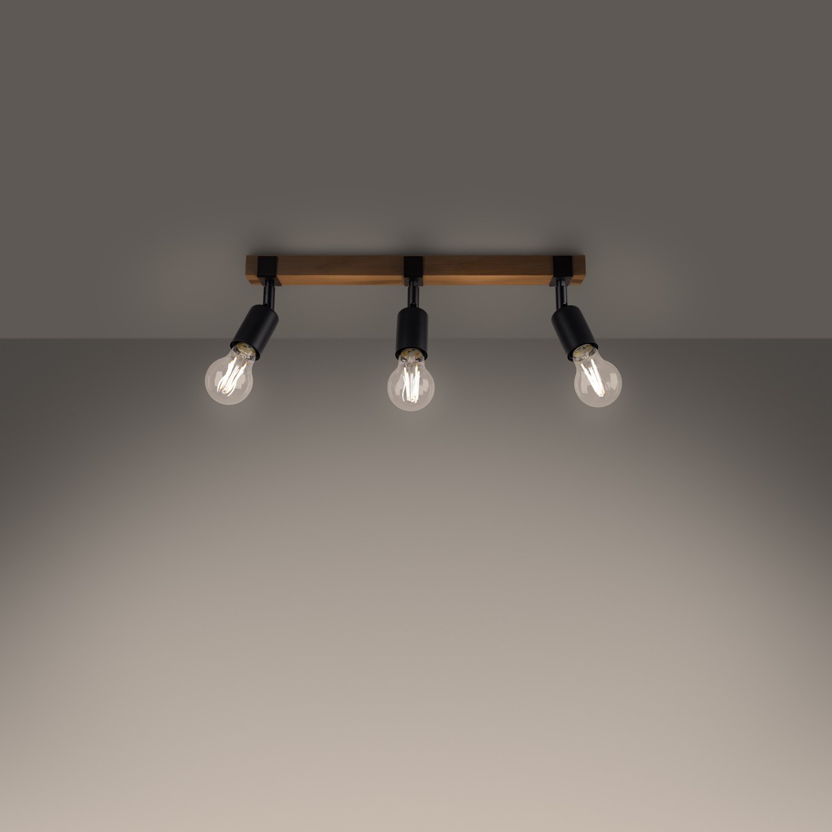 Plafon ZUCA kolor czarny / drewno SOLLUX LIGHTING polska produkcja