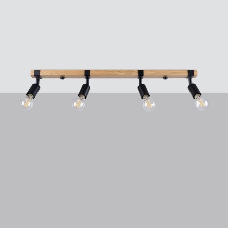 Plafon ZUCA kolor czarny / drewno SOLLUX LIGHTING polska produkcja