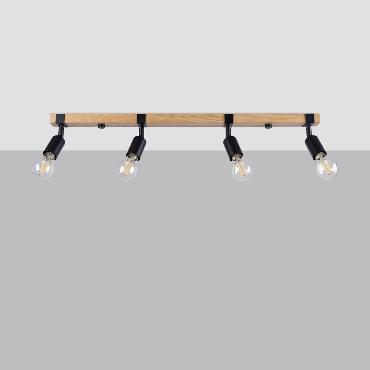 Plafon ZUCA kolor czarny / drewno SOLLUX LIGHTING polska produkcja