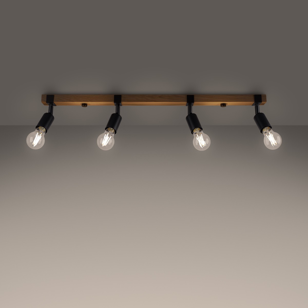 Plafon ZUCA kolor czarny / drewno SOLLUX LIGHTING polska produkcja