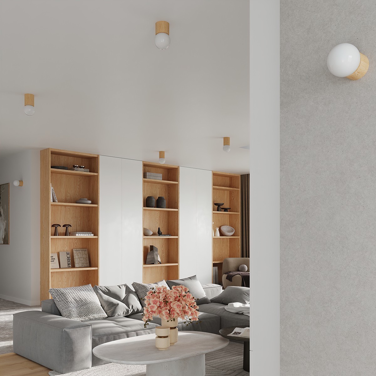 Plafon BOOMO kolor naturalne drewno SOLLUX LIGHTING polska produkcja