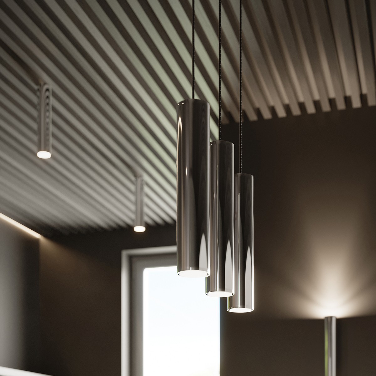 Lampa wisząca LAGOS kolor chrom SOLLUX LIGHTING polska produkcja