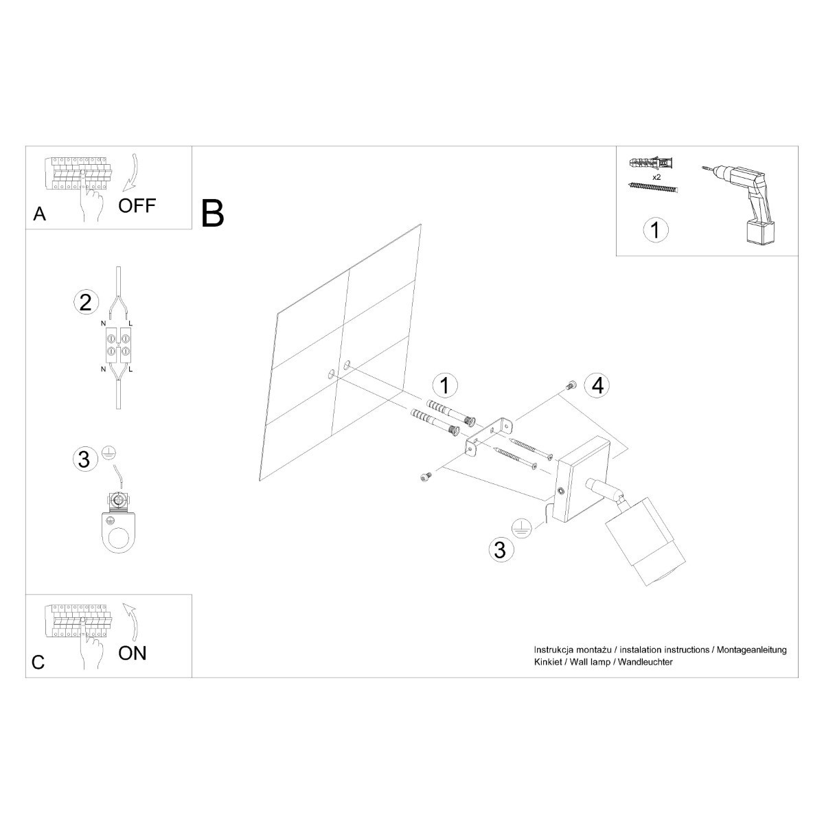 Kinkiet NERO kolor czarny / chrom SOLLUX LIGHTING polska produkcja
