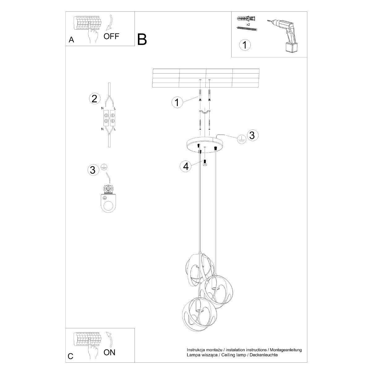 Lampa wisząca TULOS kolor biały SOLLUX LIGHTING polska produkcja