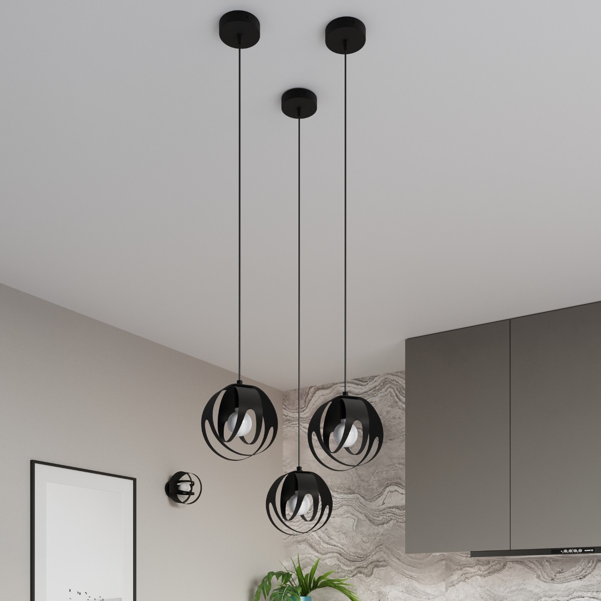Lampa wisząca TULOS kolor czarny SOLLUX LIGHTING polska produkcja