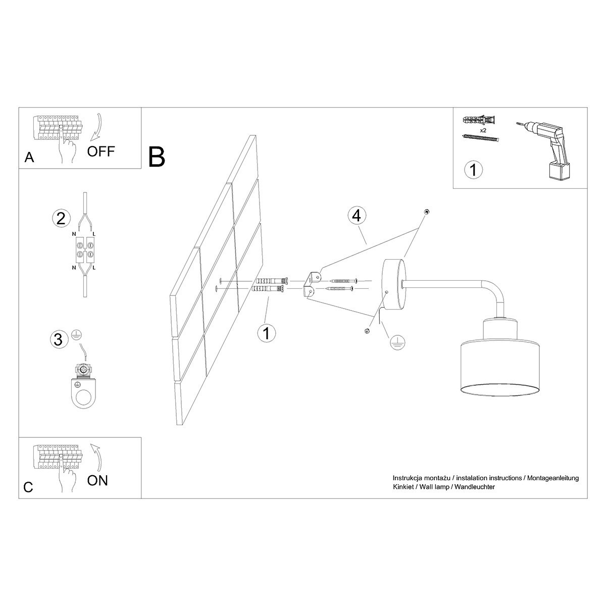 Kinkiet SAVAR kolor czarny SOLLUX LIGHTING polska produkcja