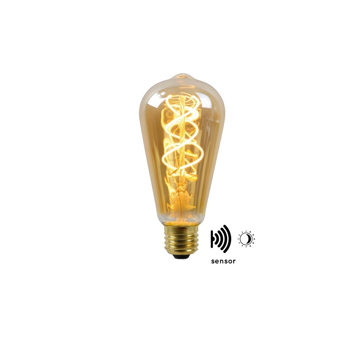 Lucide 49034/04/62 CZUJNIK ZMIERZCHU ST64 - Żarówka żarnikowa - 6.4 cm - LED - E27 - 1x4W 2200K - Czujnik dzień-noc - Burszty…
