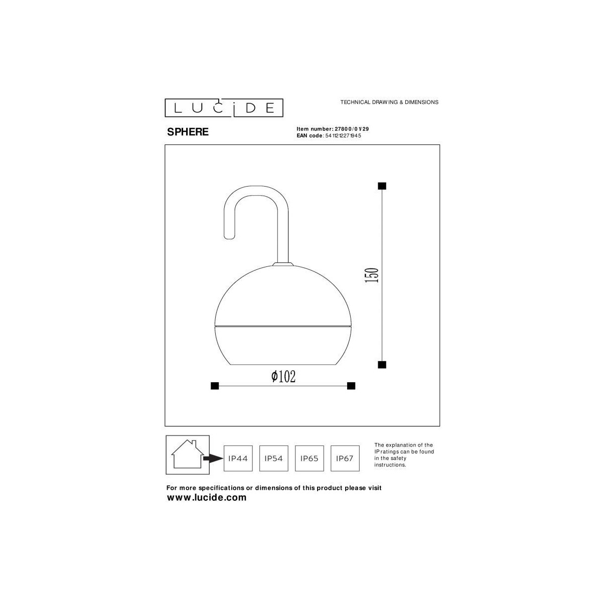Lucide SPHERE 27800/01/29