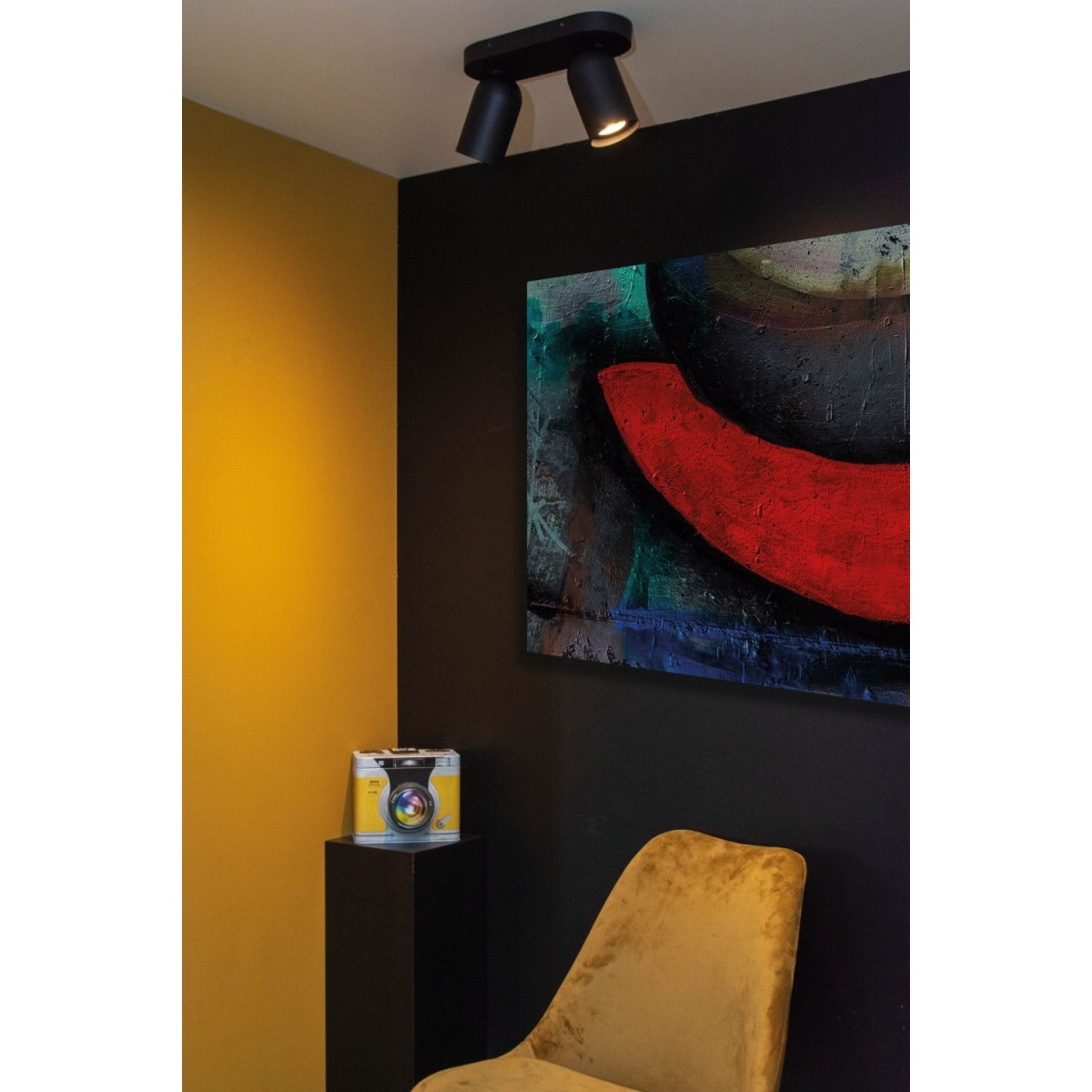 Lucide 13958/02/30 PUNCH - Reflektor sufitowy - 2xGU10 - Czarny