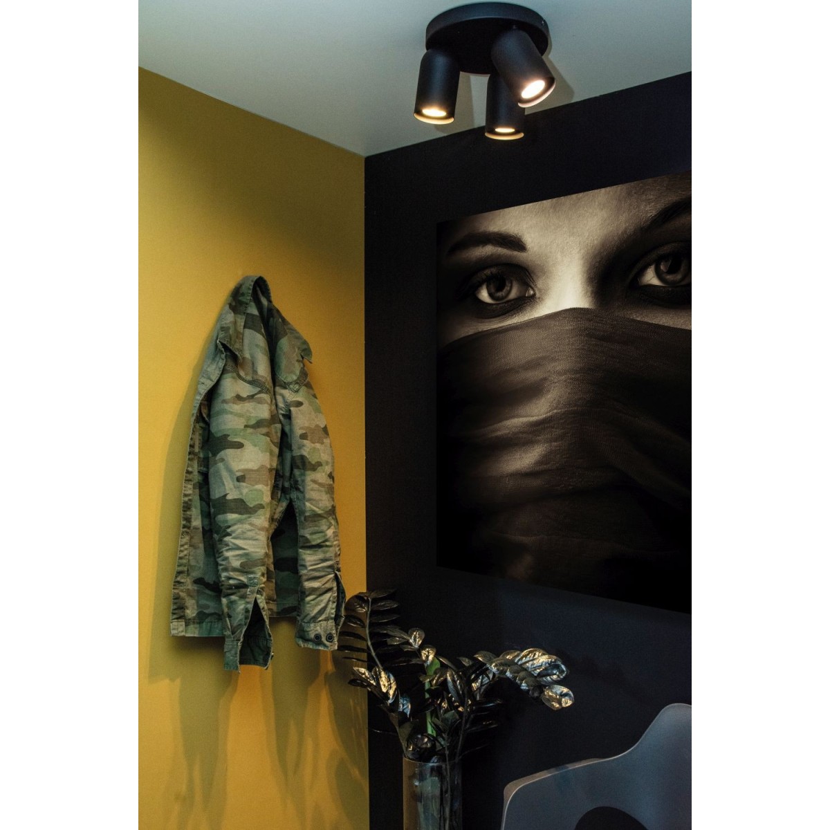 Lucide 13958/13/30 PUNCH - Reflektor sufitowy - 21 cm - 3xGU10 - Czarny