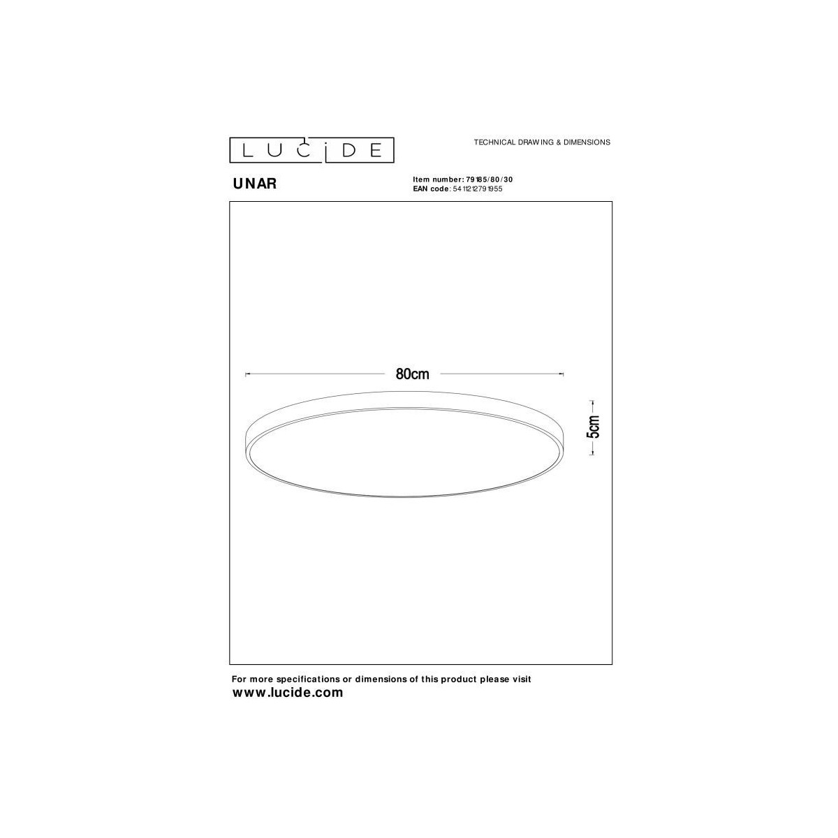 Lucide 79185/80/30 UNAR - Lampa sufitowa wpuszczana - 80 cm - LED 3 StepDim - 1x80W 2700K - Czarny