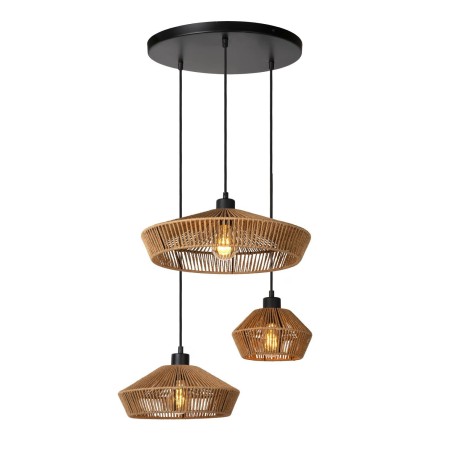 Lucide 10413/03/72 YUNKAI - Lampa wisząca - 60 cm - 3xE27 - Naturalna