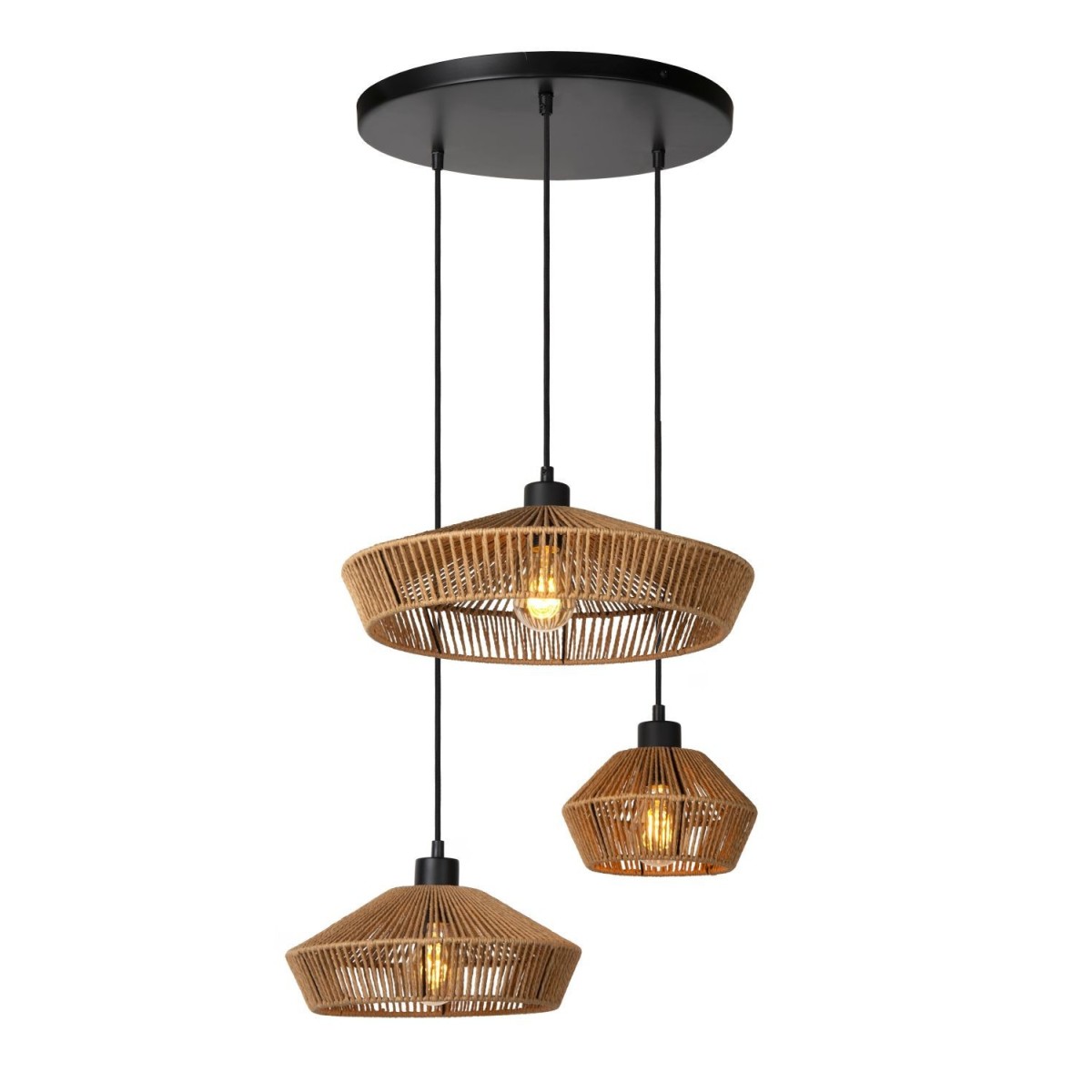 Lucide 10413/03/72 YUNKAI - Lampa wisząca - 60 cm - 3xE27 - Naturalna