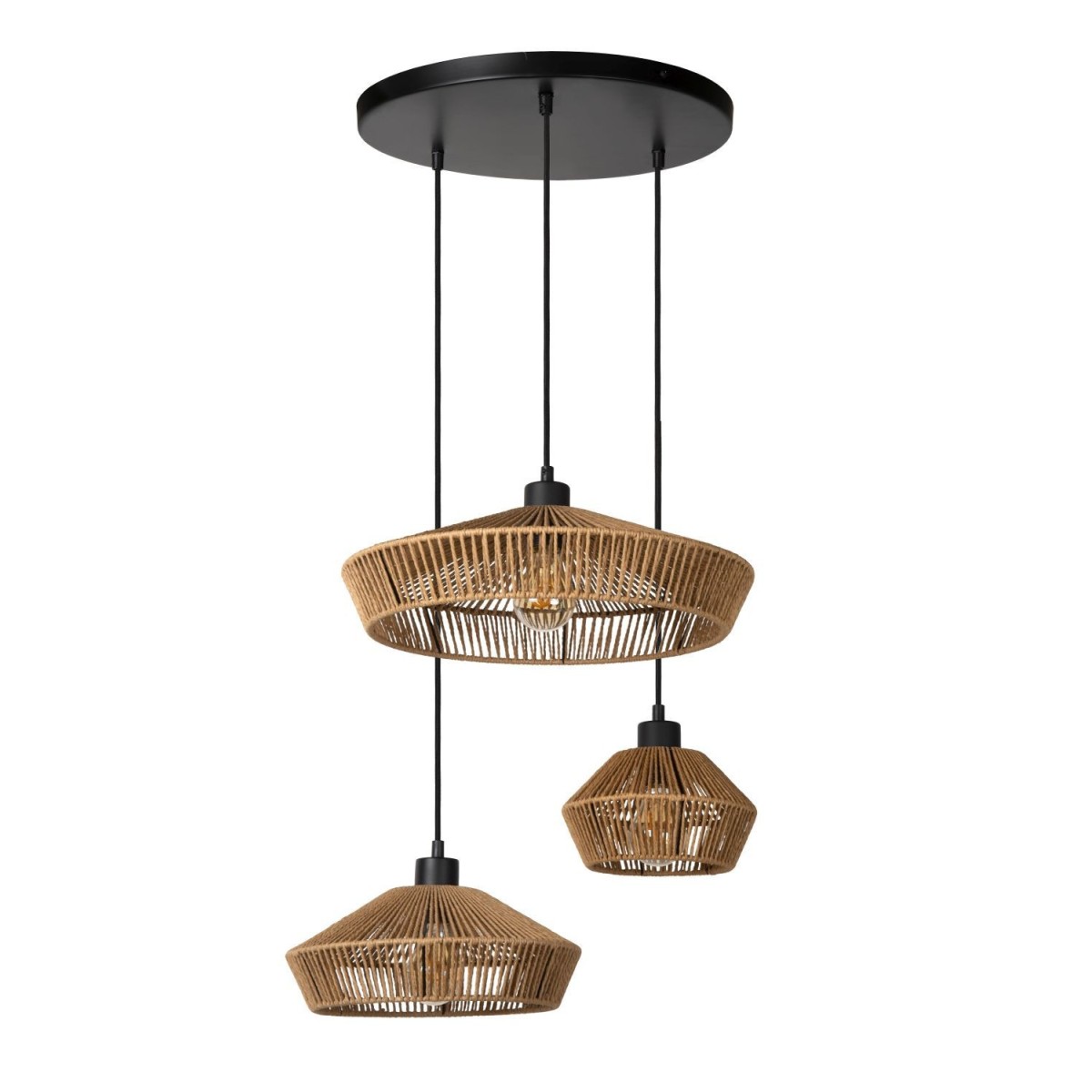 Lucide 10413/03/72 YUNKAI - Lampa wisząca - 60 cm - 3xE27 - Naturalna