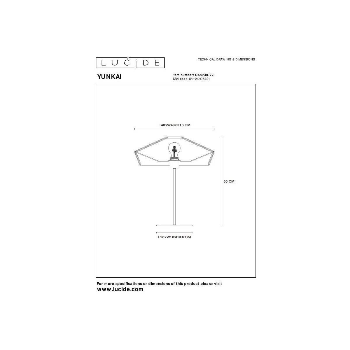 Lucide 10513/40/72 YUNKAI - Lampa stołowa - 40 cm - 1xE27 - Naturalna