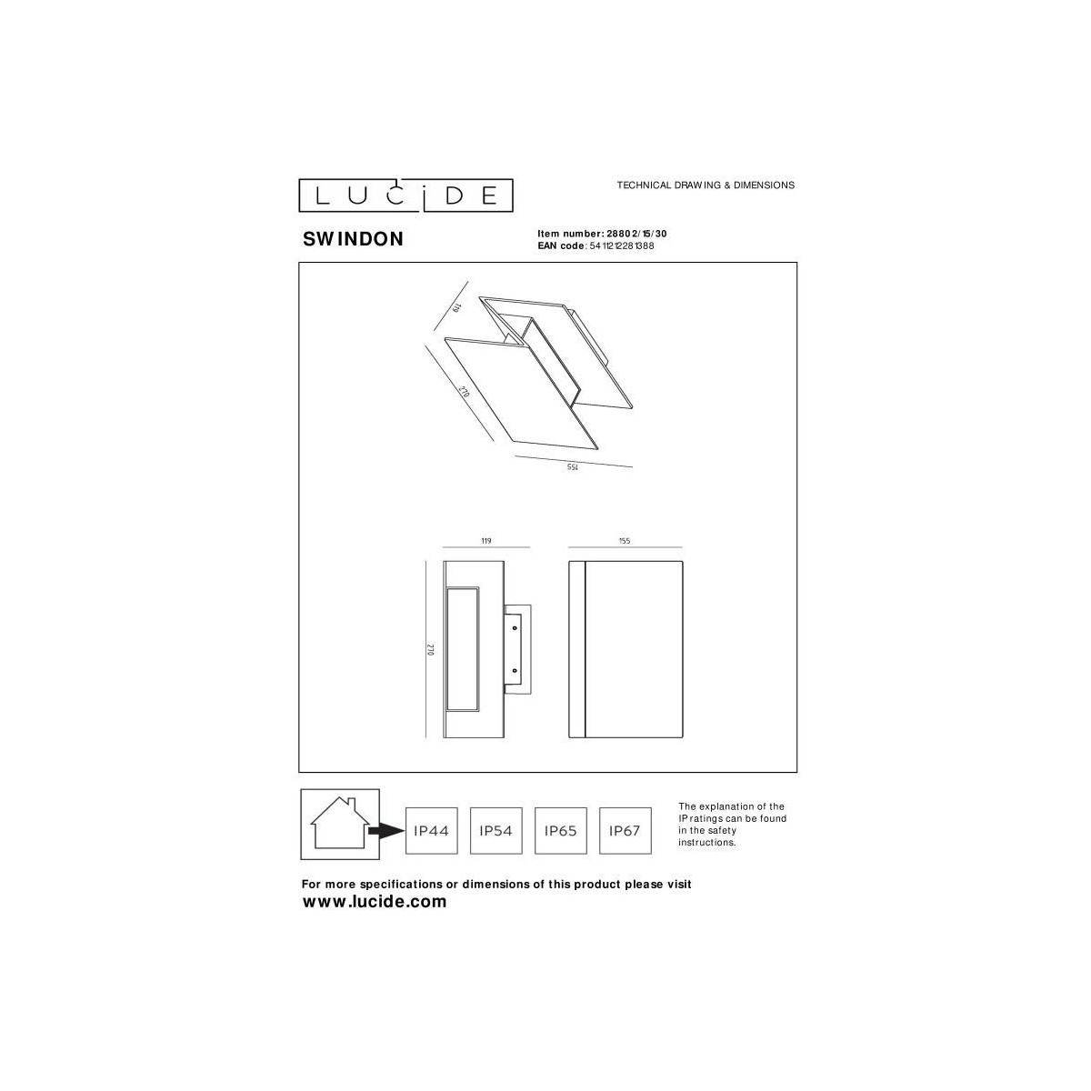 Lucide SWINDON 28802/15/30