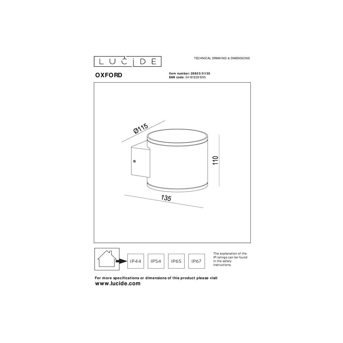 Lucide 28803/01/30 OXFORD - Kinkiet do wewnątrz i na zewnątrz - 1xG9 - IP54 - Czarny