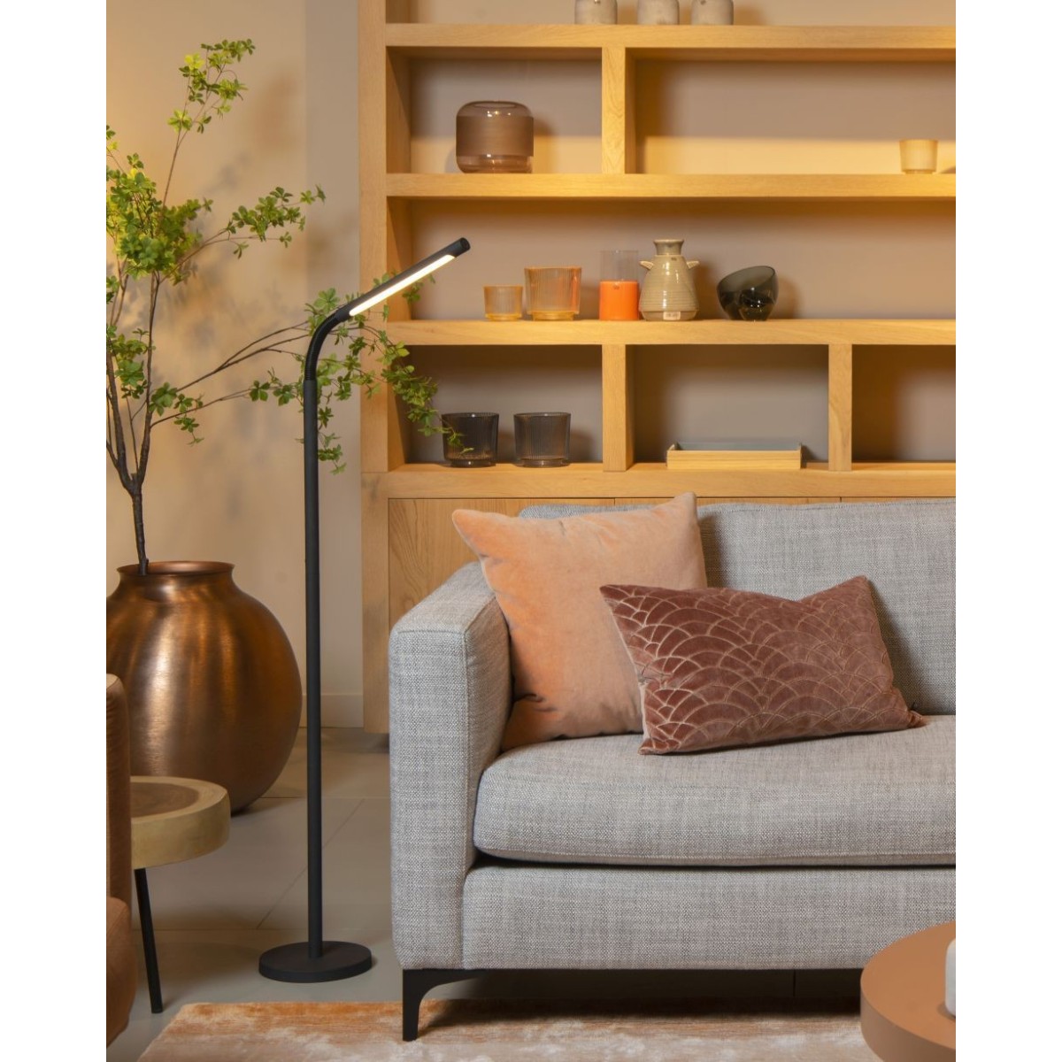 Lucide 36712/04/30 GILLY - Lampa podłogowa do czytania z akumulatorem - Akumulator - Ściemniacz LED - 1x6W 2700K - Czarny