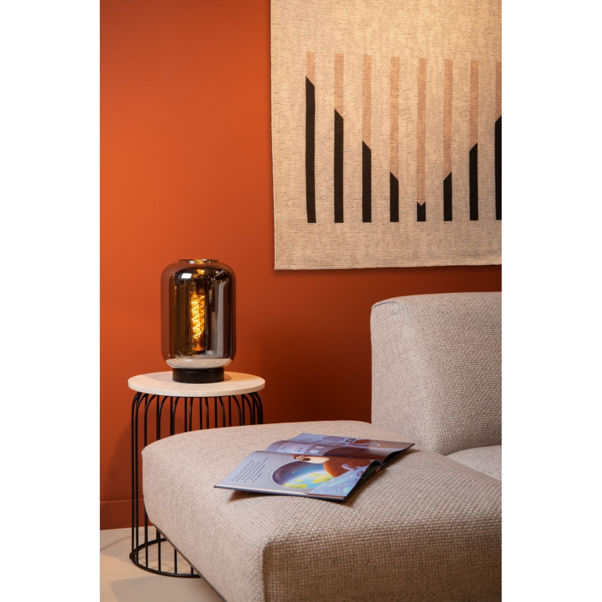 Lucide 45594/01/65 JOANET - Lampa stołowa - 22 cm - 1xE27 - Szary dymny