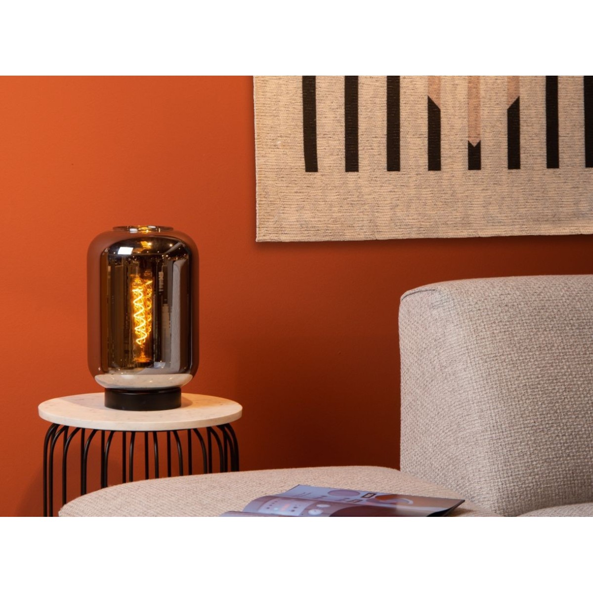 Lucide 45594/01/65 JOANET - Lampa stołowa - 22 cm - 1xE27 - Szary dymny