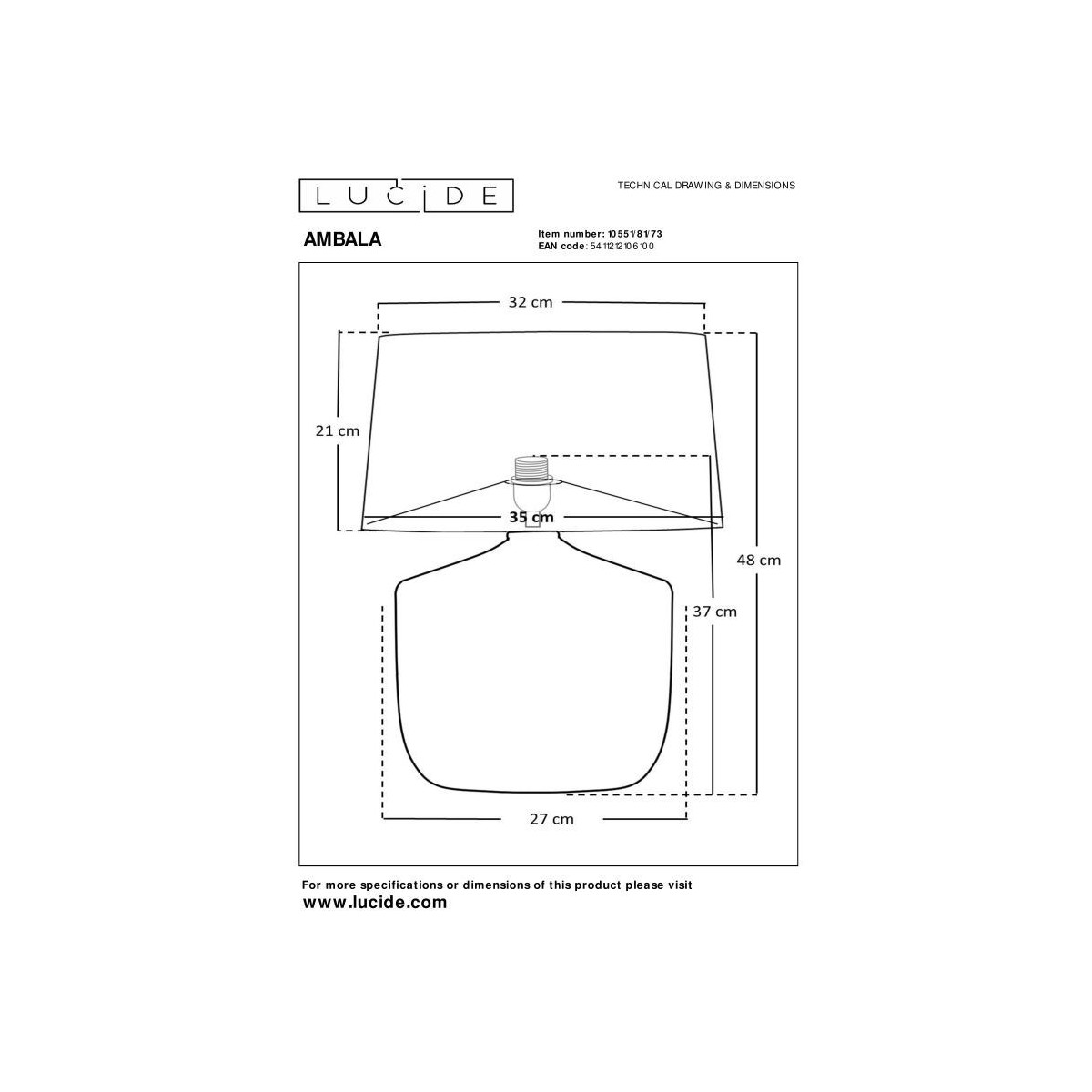 Lucide 10551/81/73 AMBALA - Lampa stołowa - 35 cm - 1xE27 - Naturalna | Premium