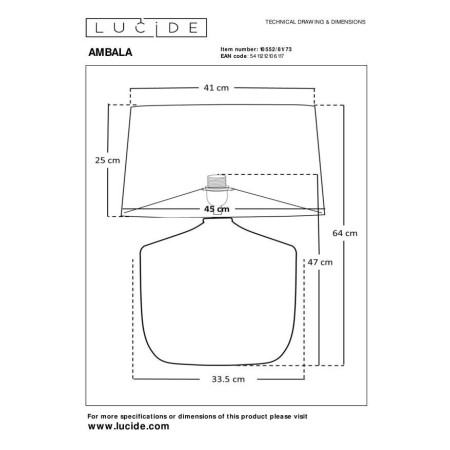 Lucide 10552/81/73 AMBALA - Lampa stołowa - 45 cm - 1xE27 - Naturalna | Premium
