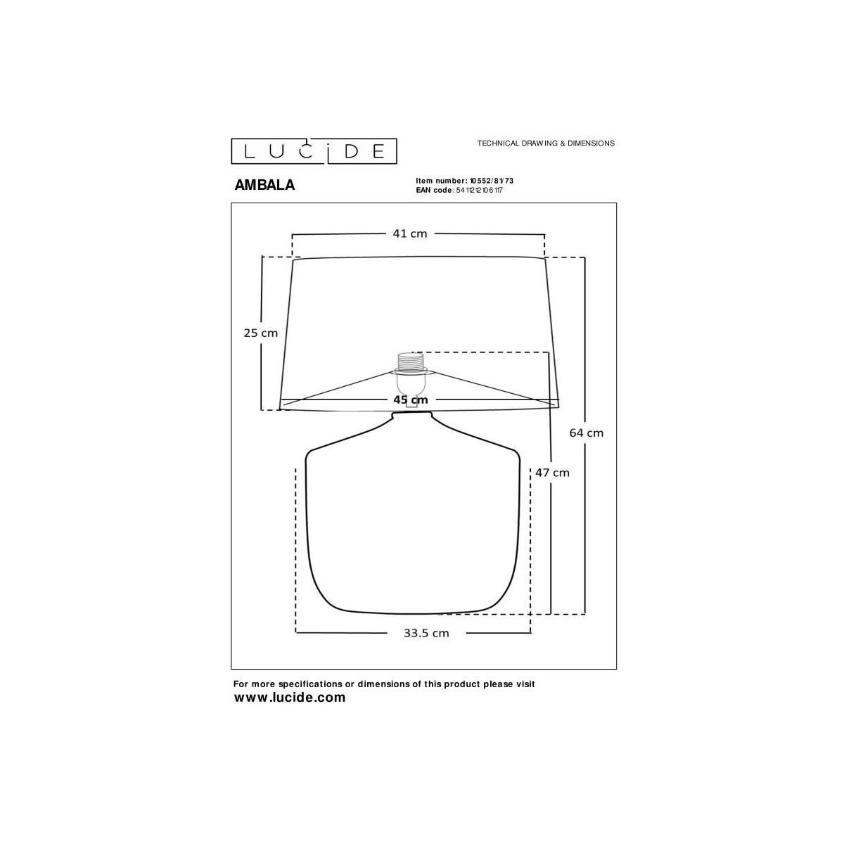 Lucide 10552/81/73 AMBALA - Lampa stołowa - 45 cm - 1xE27 - Naturalna | Premium