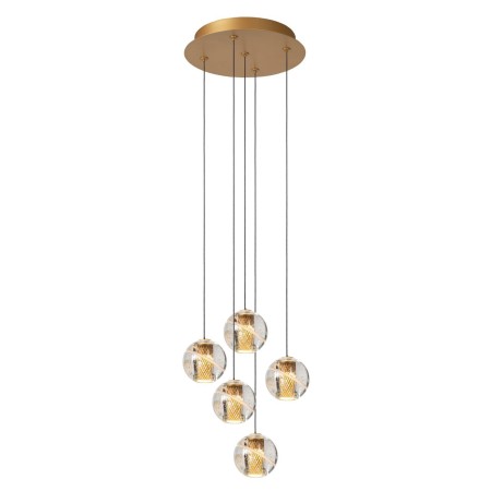Lucide 13497/15/02 DILENKO - Lampa wisząca - 31 cm - LED Dim. - 5x3.5W 2700K - Matowe złoto - Mosiądz