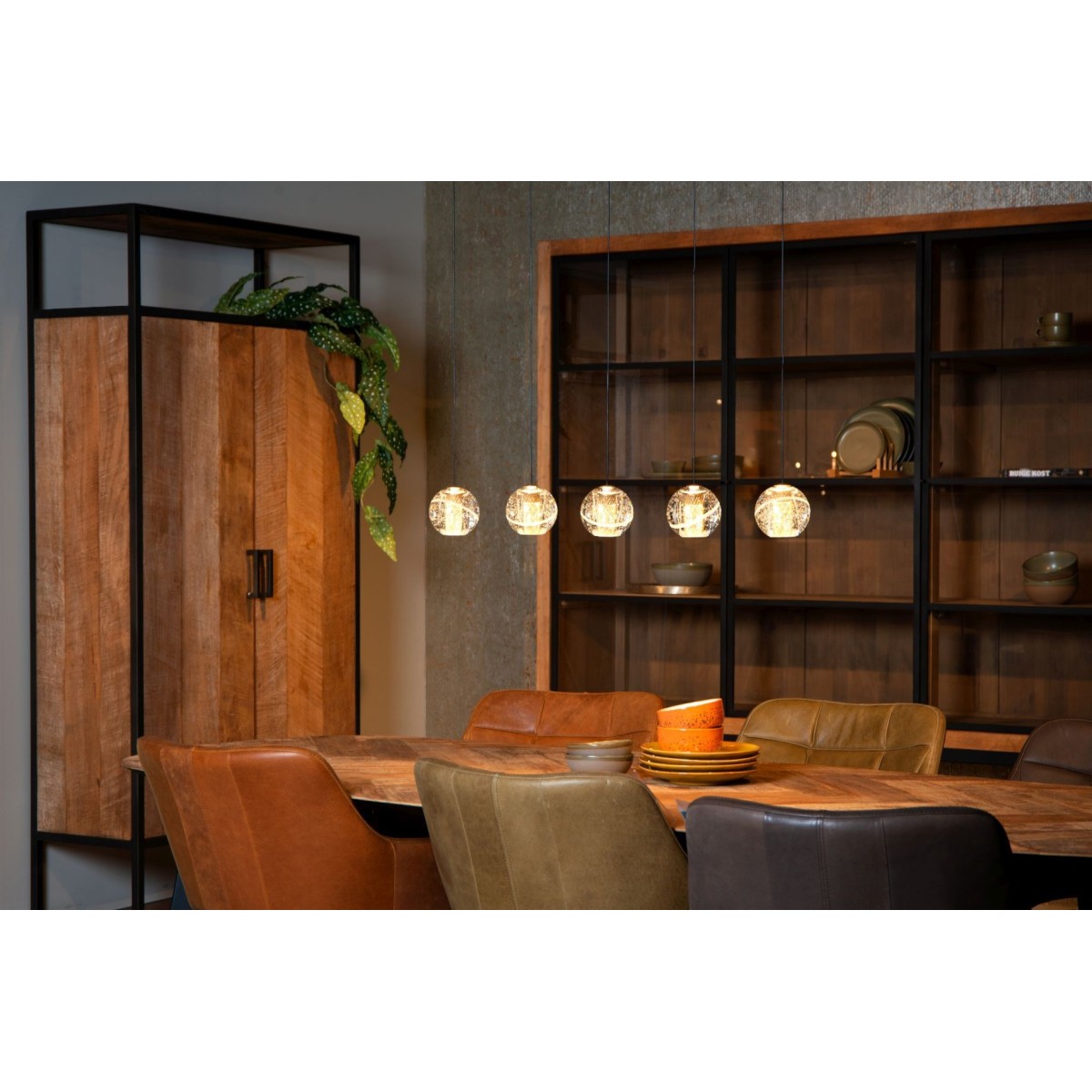 Lucide 13497/16/02 DILENKO - Lampa wisząca - LED ściemnialna - 5x3.5W 2700K - matowe złoto - mosiądz