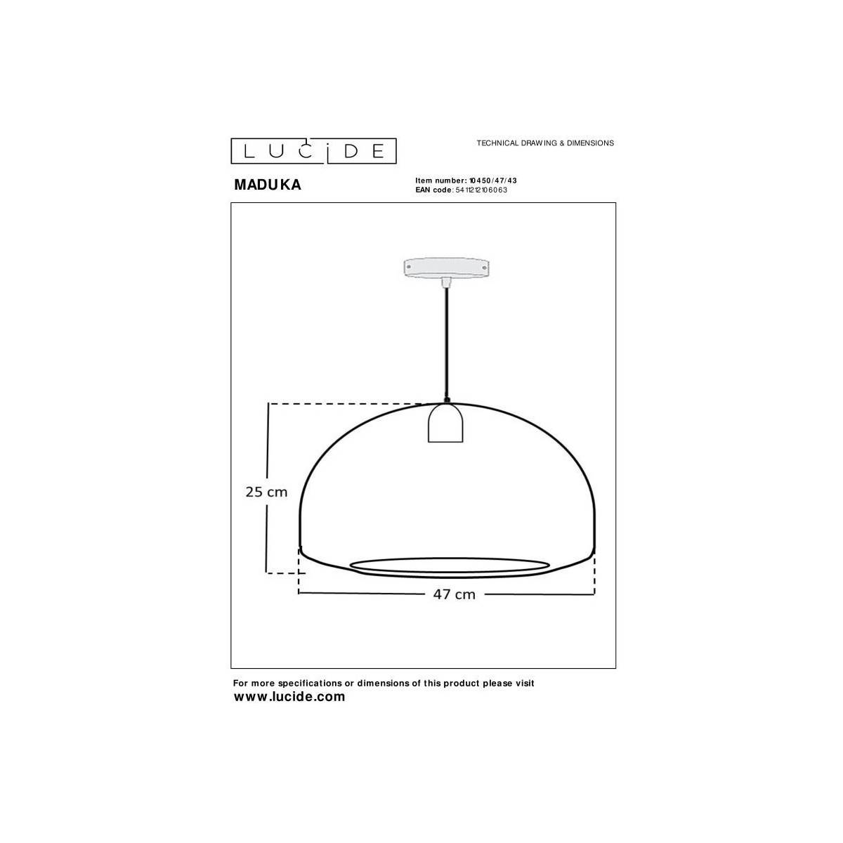 Lucide 10450/47/43 MADUKA - Lampa wisząca - 1xE27 - Brązowy | Premium
