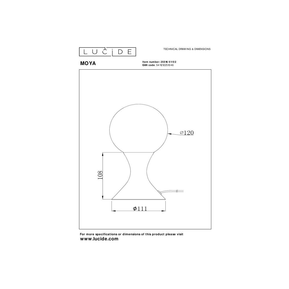 Lucide 25516/01/02 MOYA - Lampa stołowa - 12 cm - 1xG9 - Matowe złoto - Mosiądz