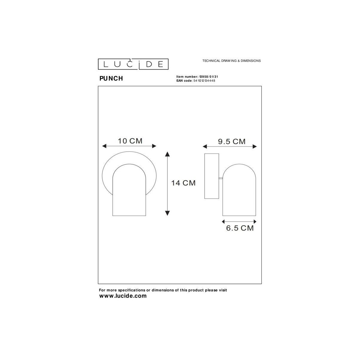Lucide 13958/01/31 PUNCH - Reflektor sufitowy - 1xGU10 - Biały