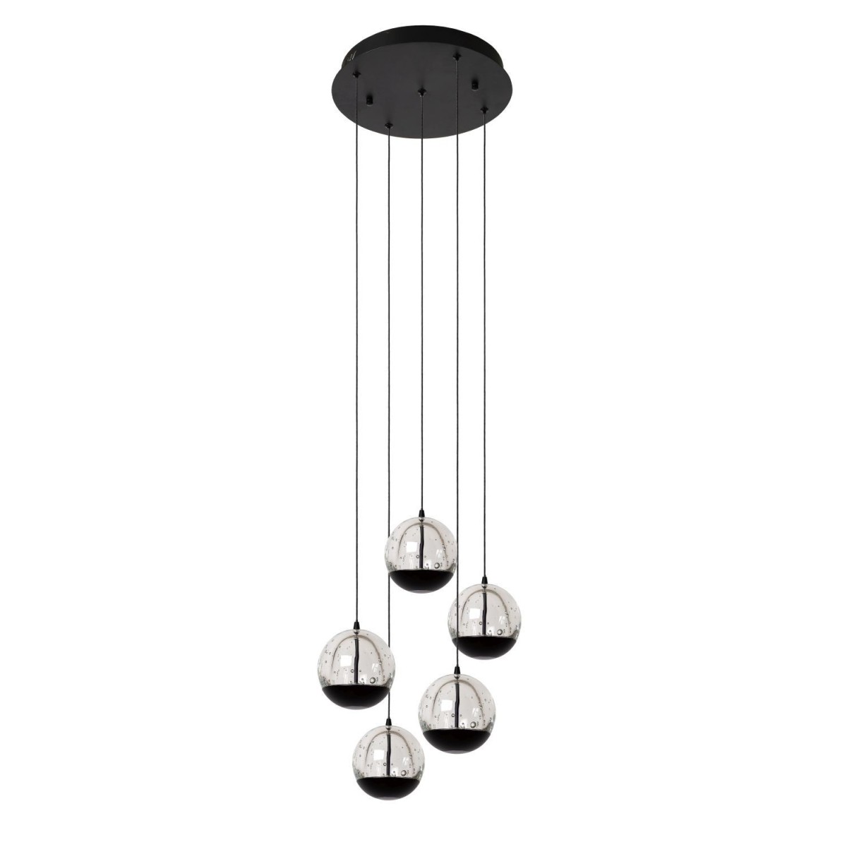 Lucide 13498/24/30 SENTUBAL - Lampa wisząca - 35 cm - Ściemniacz LED - 5x5.2W 2700K - Czarny