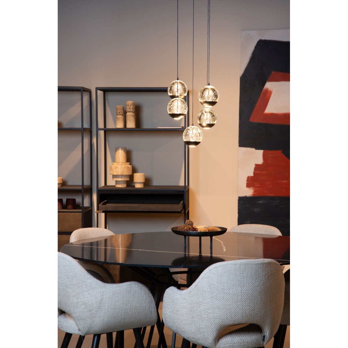 Lucide 13498/24/30 SENTUBAL - Lampa wisząca - 35 cm - Ściemniacz LED - 5x5.2W 2700K - Czarny