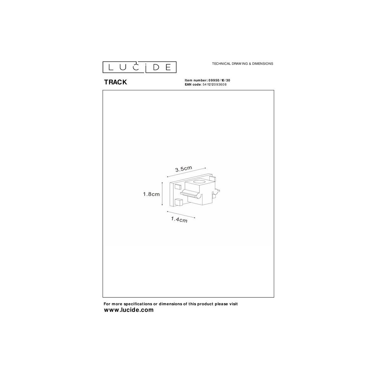Lucide 09950/10/30 Zaślepka TRACK - 1-obwodowy system oświetlenia szynowego - zestaw 2 szt. - czarny (przedłużenie)