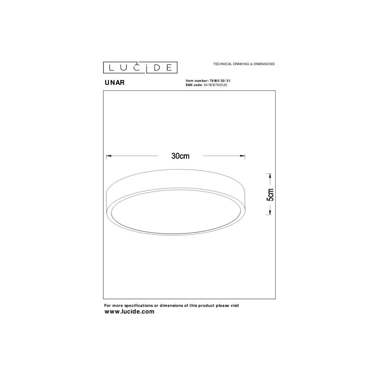 Lucide 79185/30/31 UNAR - Lampa sufitowa wpuszczana - 30 cm - LED 3 StepDim - 1x18W 2700K - Biała