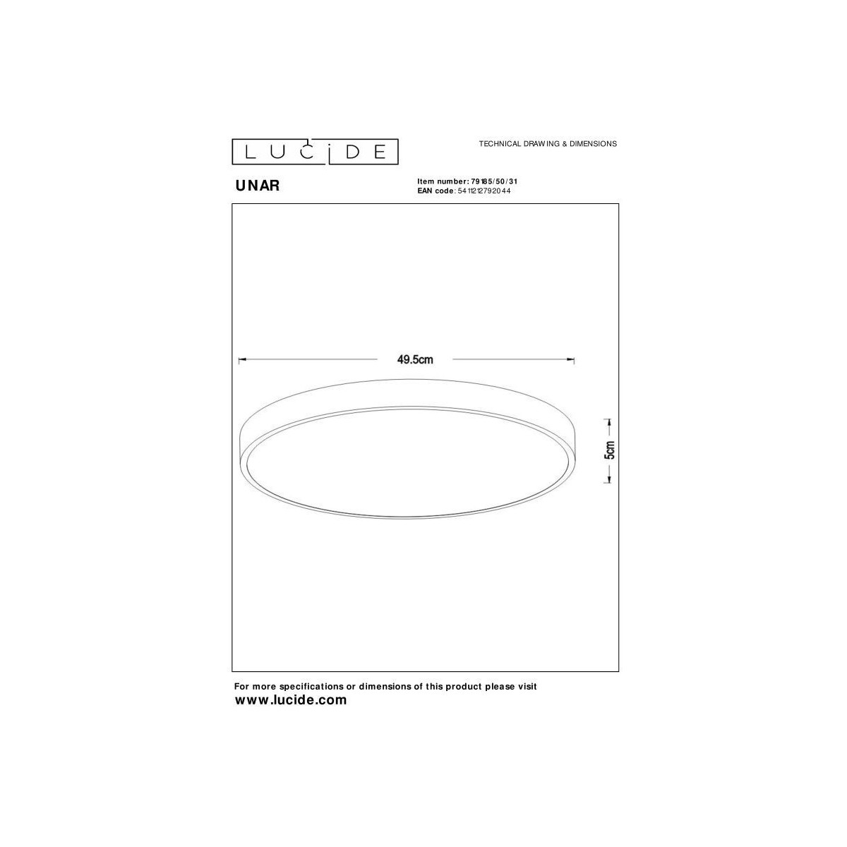Lucide 79185/50/31 UNAR - Lampa sufitowa wpuszczana - 49.5 cm - LED 3 StepDim - 1x36W 2700K - Biała