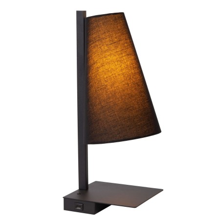 Lucide 30295/01/30 GREGORY - Lampka nocna - Kinkiet - 1xE27 - Z portem ładowania USB - Czarny