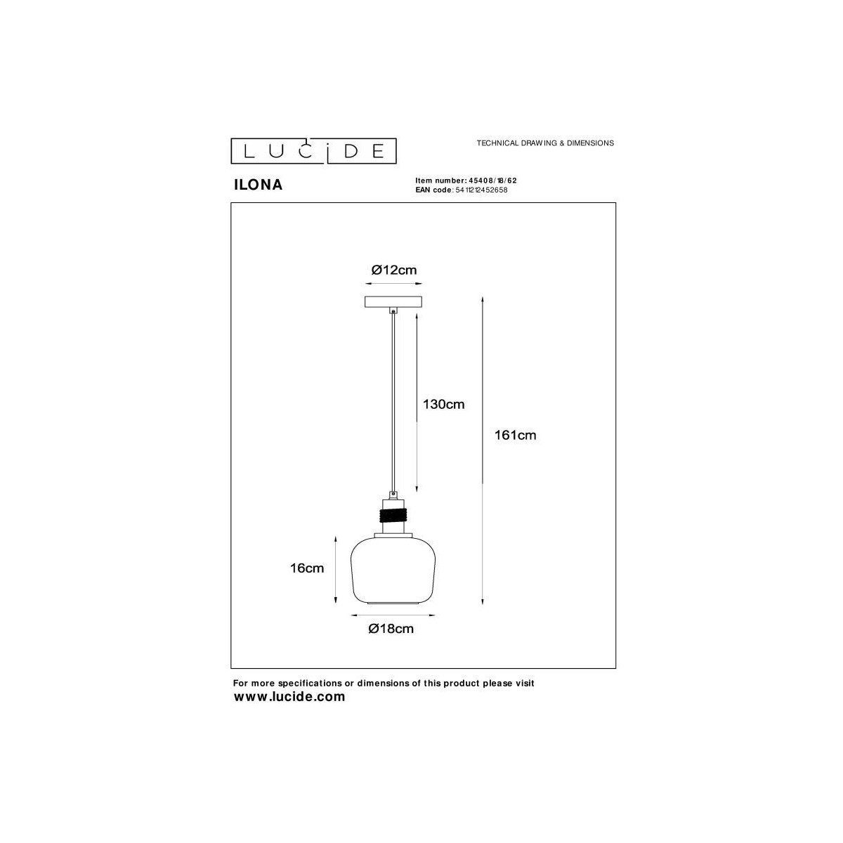 Lucide 45408/18/62 ILONA - Lampa wisząca - 18 cm - 1xE27 - Bursztynowa