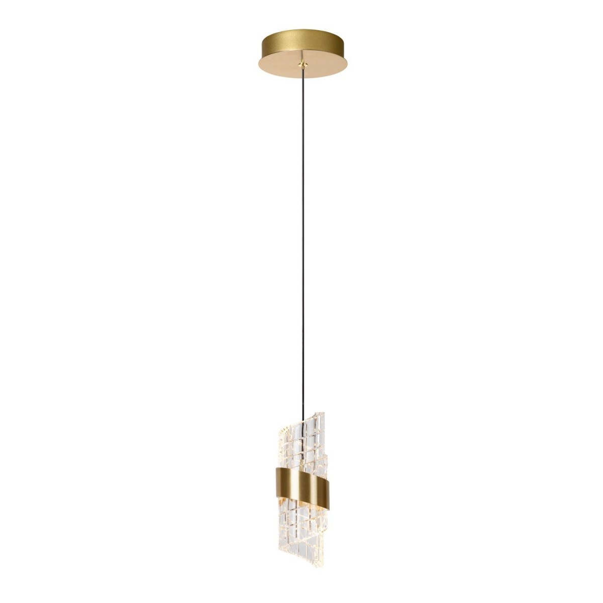 Lucide 13496/07/02 KLIGANDE - Lampa wisząca - 13 cm - LED - 1x9W 2700K - Matowe złoto - Mosiądz