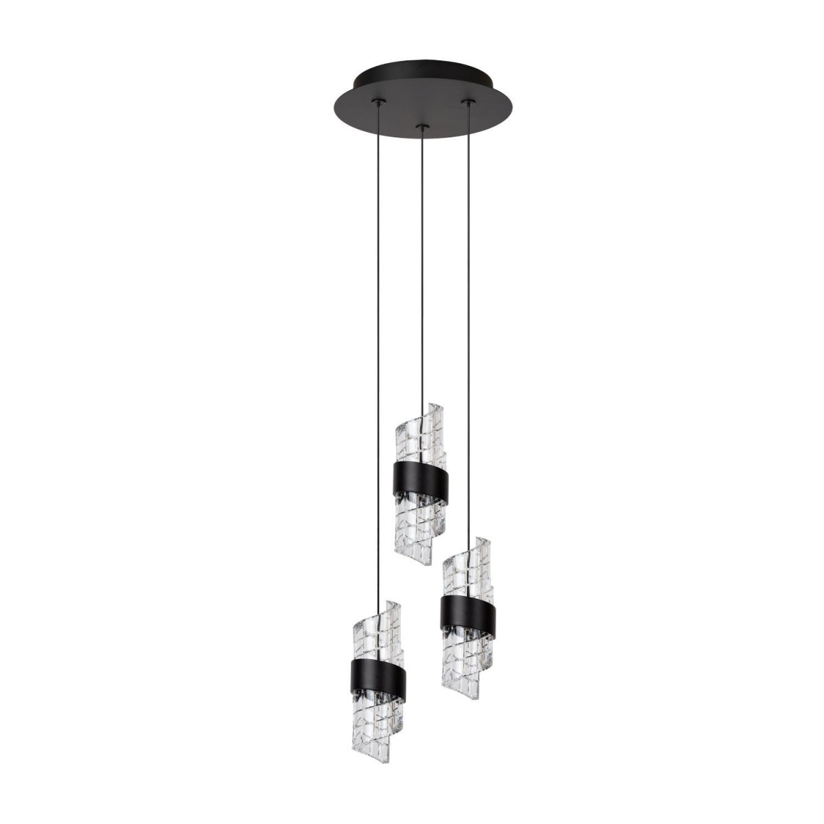 Lucide 13496/21/30 KLIGANDE - Lampa wisząca - 25 cm - Ściemniacz LED - 3x8W 2700K - Czarny
