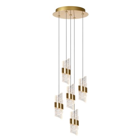 Lucide 13496/36/02 KLIGANDE - Lampa wisząca - 30 cm - Ściemniacz LED - 5x8W 2700K - Matowe złoto - Mosiądz